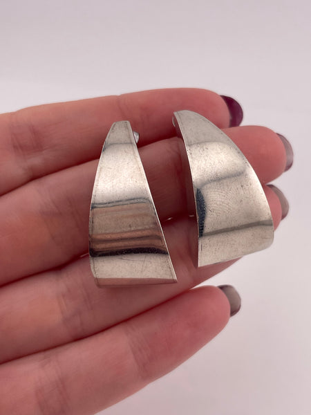 sterling silver stoneless chunky curved post earrings *non-sterling posts*