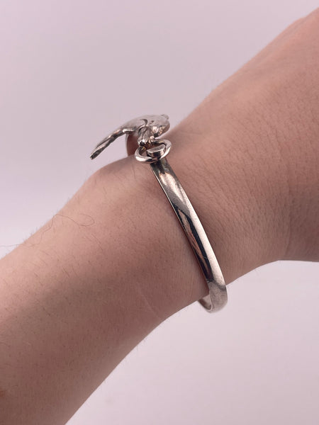 sterling silver 6-1/2" dolphin bangle bracelet