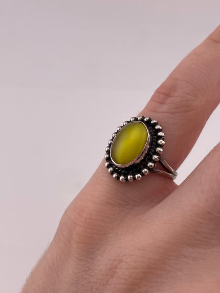 size 5.75 sterling silver yellow glass ring