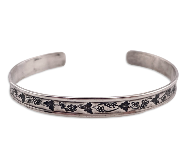 sterling silver Ed Levin grape leaf cuff bracelet