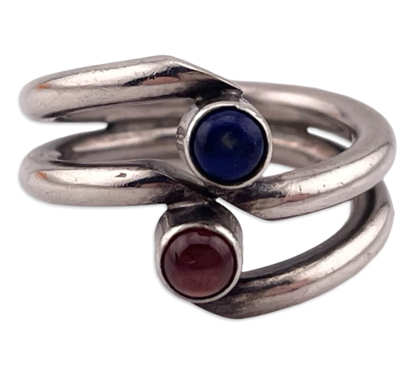 size 6.75 sterling silver garnet lapis ring