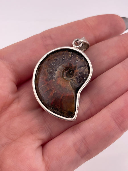 sterling silver ammonite shell pendant