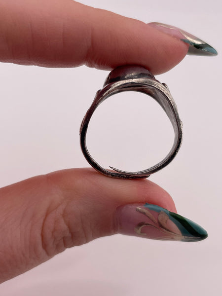size 8-8.25 adjustable sterling silver baseball ring