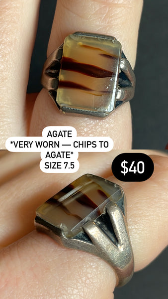 RESERVED PRIVATE LISTING -- sterling silver agate ring