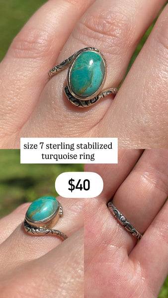 RESERVED PRIVATE LISTING -- sterling silver stabilized turquoise ring A14
