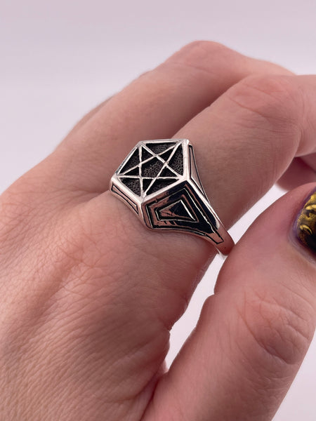 size 13 sterling silver pentagram star ring