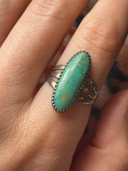 size 8 sterling silver turquoise oval ring