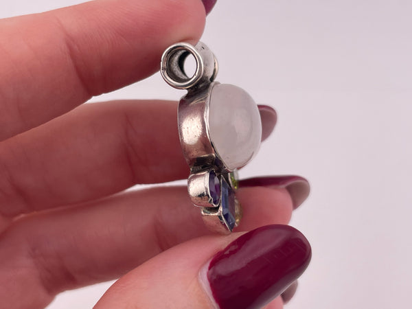 sterling silver rainbow moonstone amethyst iolite citrine peridot pendant