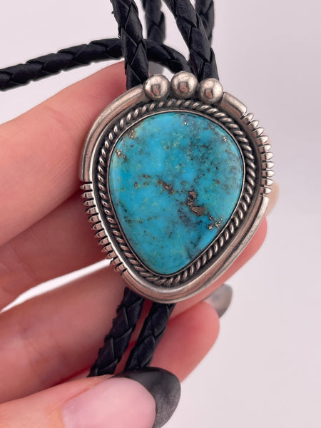 sterling silver Will Vandever Native American turquoise bolo tie