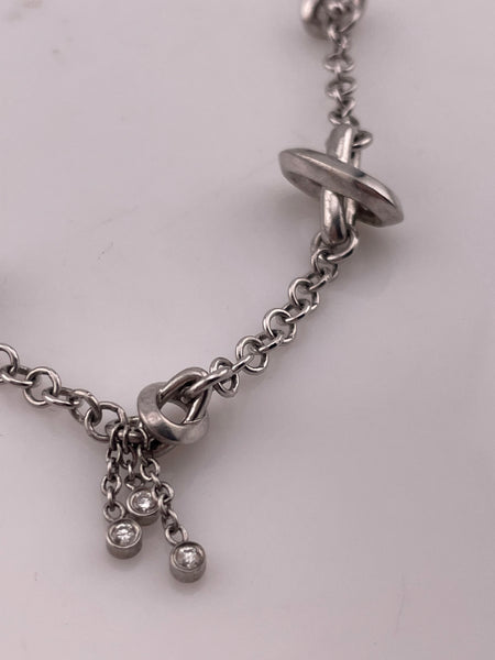 sterling silver designer Movado spacer diamond dangle necklace