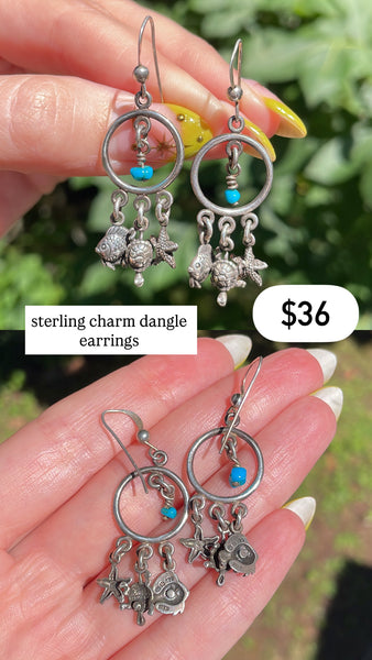RESERVED PRIVATE LISTING -- sterling silver sea charm earrings B1