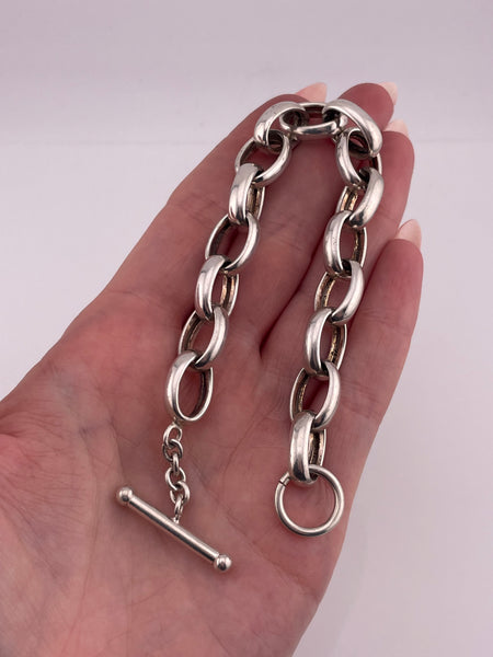 sterling silver 8 1/2" toggle clasp chain link bracelet