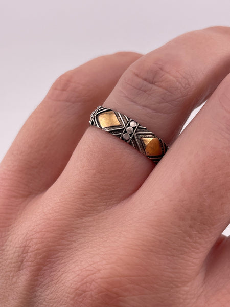size 7 sterling silver gold wash dot design ring