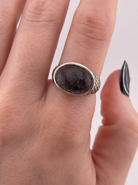size 8.75 sterling silver black rod rutilated quartz ring