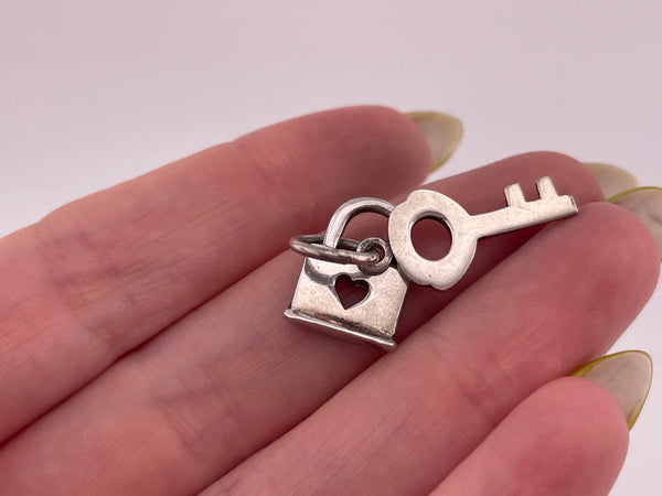 sterling silver key heart padlock pendant