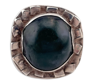 size 7.25 sterling silver moss agate artisan ring
