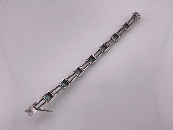 sterling silver 7-3/4" faceted topaz link bracelet