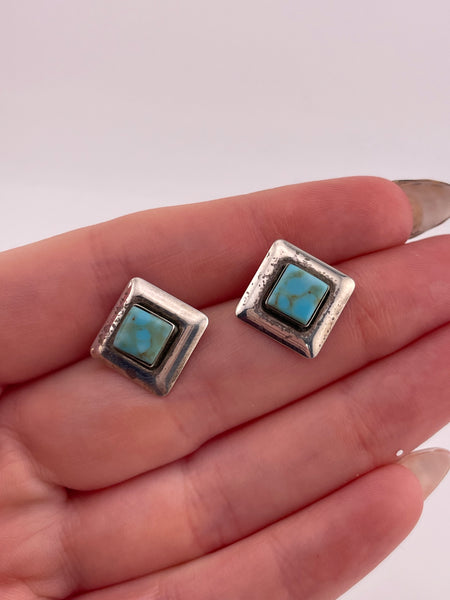 sterling silver synthetic turquoise post earrings