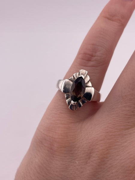 size 6 sterling silver smoky quartz ring