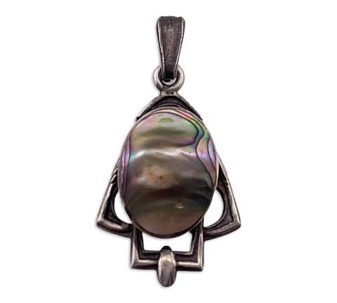sterling silver blister abalone pendant