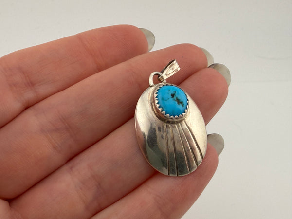 sterling silver turquoise lined pendant