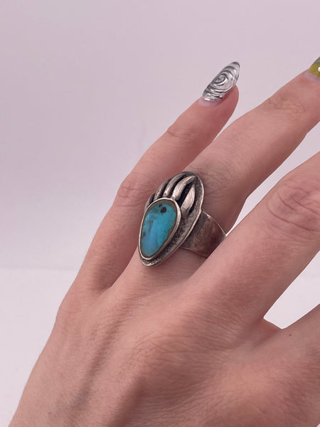 size 6.75 sterling silver turquoise bear paw ring