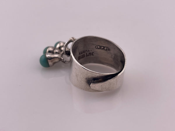 size 4-7 adjustable sterling silver blue glass charm ring