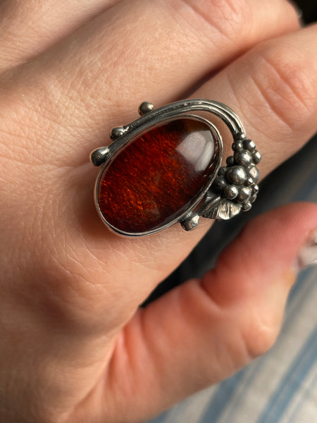 size 8 sterling silver amber grapes ring