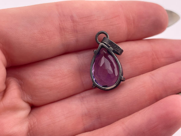 sterling silver faceted amethyst pendant