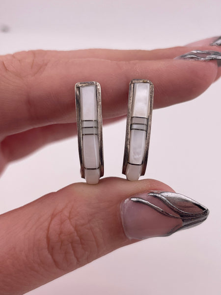 sterling silver CS Lonjose mother of pearl post earrings