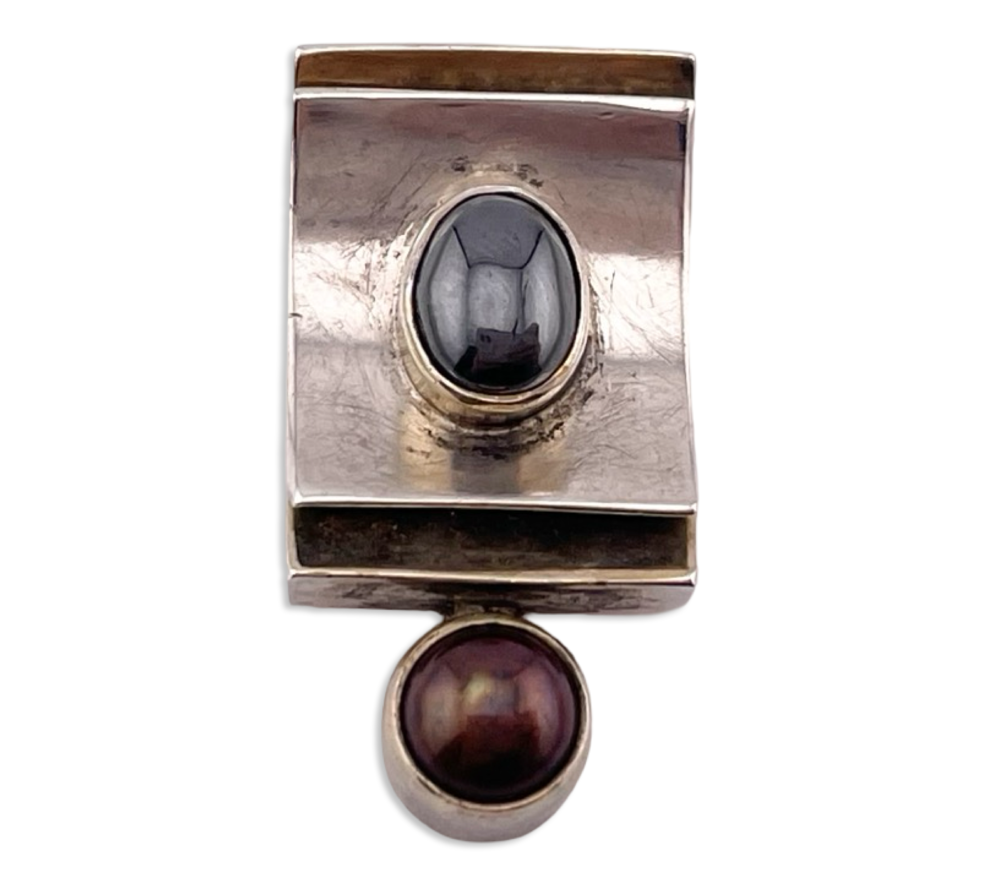 sterling silver hematite pearl pendant
