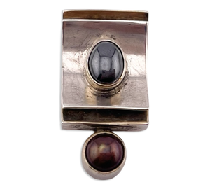 sterling silver hematite pearl pendant