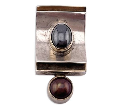 sterling silver hematite pearl pendant