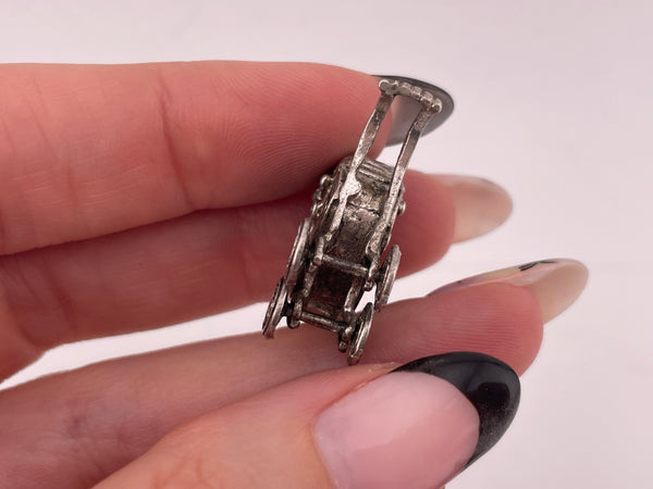 sterling silver 3D baby carriage stroller pendant