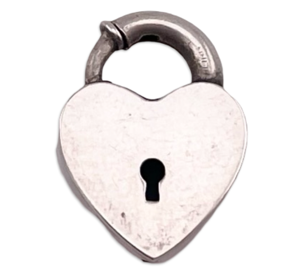 sterling silver heart padlock clasp pendant