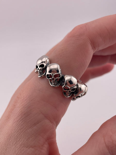size 11.75 sterling silver skull band ring