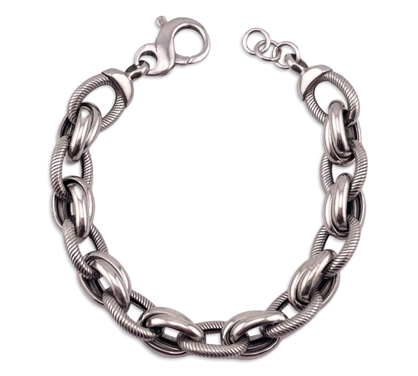 sterling silver 7 1/2" circle link bracelet