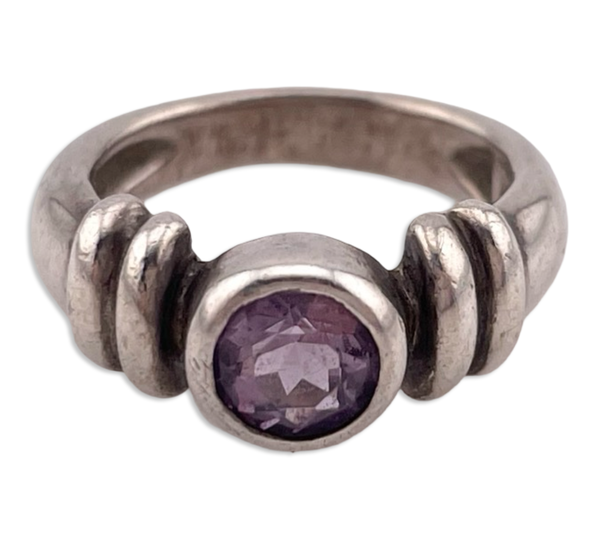 size 4 sterling silver faceted amethyst ring
