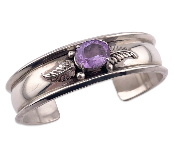 sterling silver faceted amethyst cuff bracelet