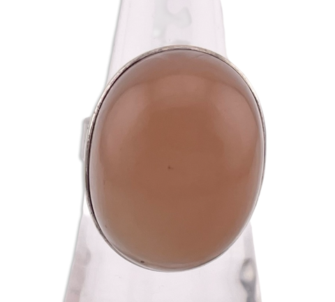 size 6.5 sterling silver peach moonstone ring