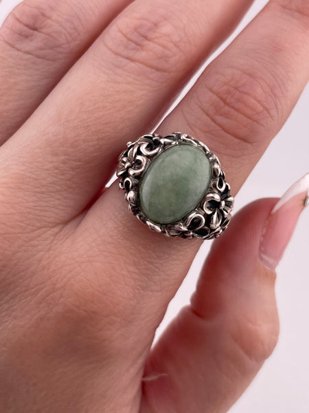 size 6.5 sterling silver chunky aventurine flower ring