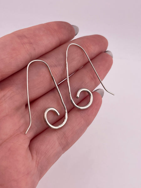 sterling silver threader swirl dangle earrings