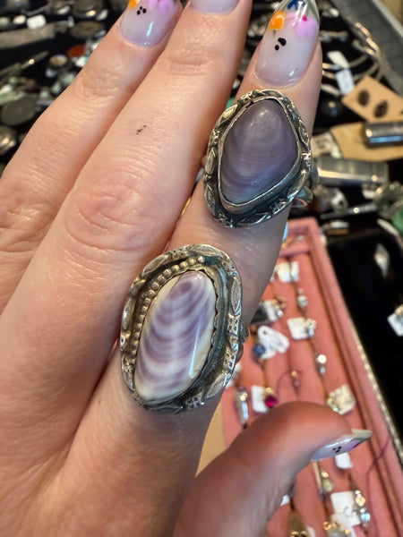 RESERVED PRIVATE LISTING -- sterling silver wampum rings x 2 C7