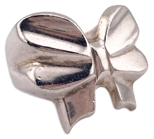 size 6.75 sterling silver Mexican chunky stoneless bow ring
