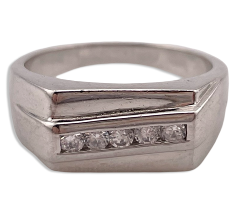 size 11.25 sterling silver rhinestone row ring