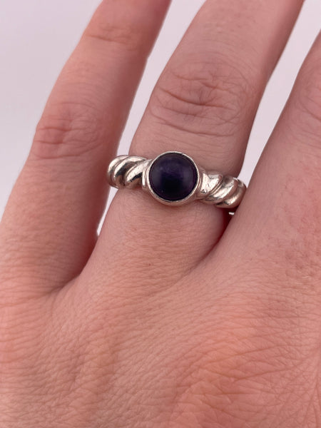 size 7 sterling silver amethyst twisted cable band ring