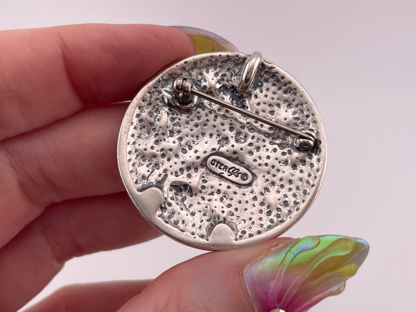 sterling silver Carolyn Pollack multi-stone flower insect hummingbird pendant brooch