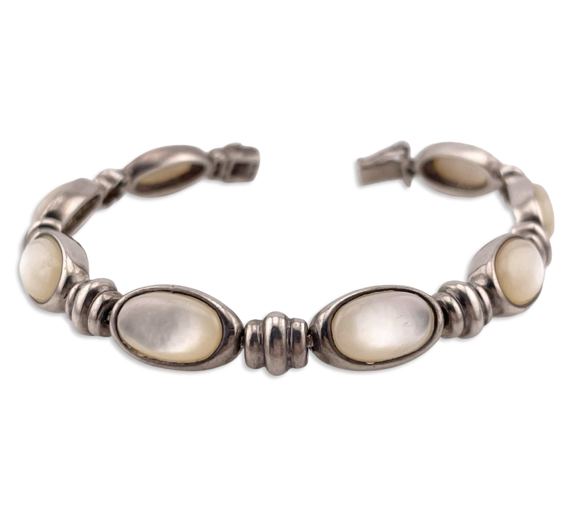 sterling silver 7 1/4" mother of pearl link bracelet