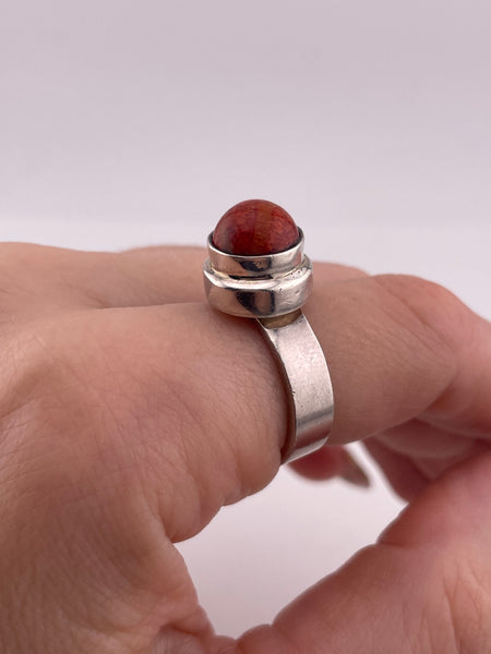 size 8.25 sterling silver sponge coral ring