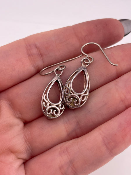sterling silver garnet hook dangle earrings